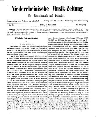 Niederrheinische Musik-Zeitung für Kunstfreunde und Künstler Samstag 7. März 1863