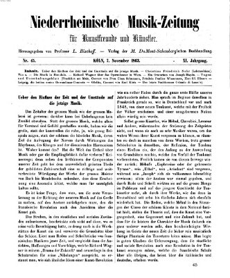Niederrheinische Musik-Zeitung für Kunstfreunde und Künstler Samstag 7. November 1863