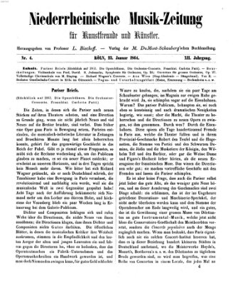 Niederrheinische Musik-Zeitung für Kunstfreunde und Künstler Samstag 23. Januar 1864