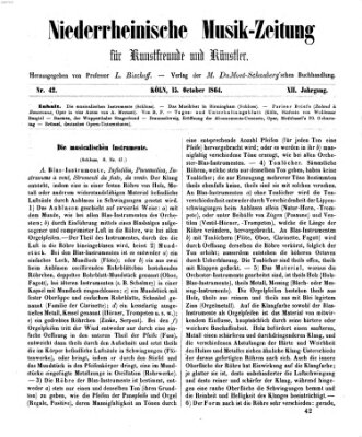 Niederrheinische Musik-Zeitung für Kunstfreunde und Künstler Samstag 15. Oktober 1864