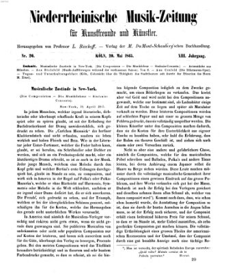 Niederrheinische Musik-Zeitung für Kunstfreunde und Künstler Samstag 20. Mai 1865