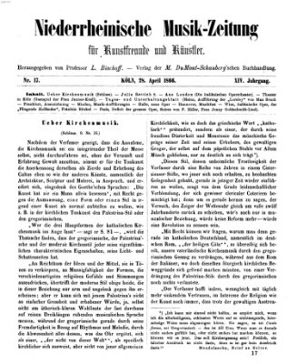 Niederrheinische Musik-Zeitung für Kunstfreunde und Künstler Samstag 28. April 1866