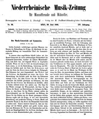 Niederrheinische Musik-Zeitung für Kunstfreunde und Künstler Samstag 30. Juni 1866