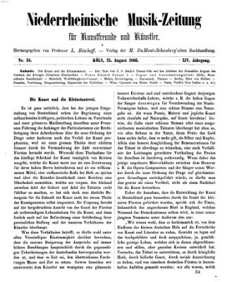 Niederrheinische Musik-Zeitung für Kunstfreunde und Künstler Samstag 25. August 1866