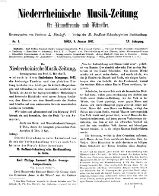 Niederrheinische Musik-Zeitung für Kunstfreunde und Künstler Samstag 5. Januar 1867
