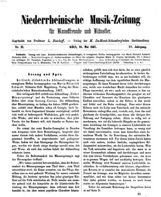 Niederrheinische Musik-Zeitung für Kunstfreunde und Künstler Samstag 25. Mai 1867