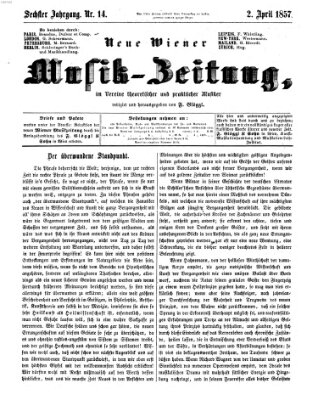 Neue Wiener Musik-Zeitung Donnerstag 2. April 1857