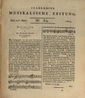 Allgemeine musikalische Zeitung Mittwoch 14. März 1804