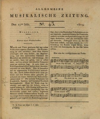 Allgemeine musikalische Zeitung Mittwoch 25. Juli 1804