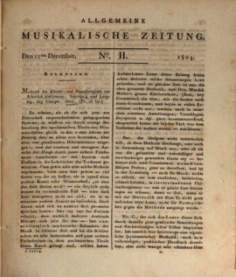 Allgemeine musikalische Zeitung Mittwoch 12. Dezember 1804