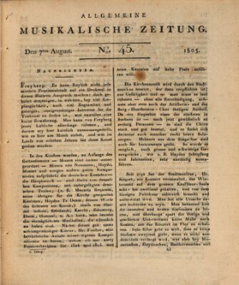 Allgemeine musikalische Zeitung Mittwoch 7. August 1805