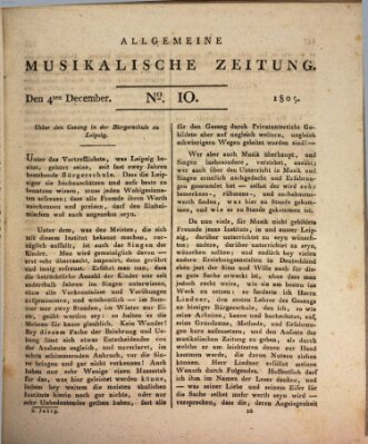Allgemeine musikalische Zeitung Mittwoch 4. Dezember 1805