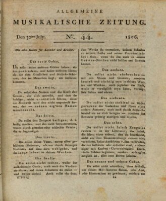 Allgemeine musikalische Zeitung Mittwoch 30. Juli 1806