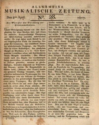 Allgemeine musikalische Zeitung Mittwoch 8. April 1807