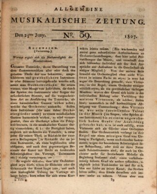 Allgemeine musikalische Zeitung Mittwoch 24. Juni 1807