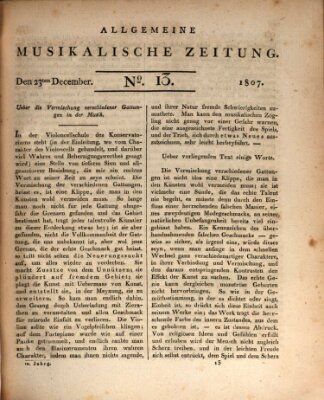 Allgemeine musikalische Zeitung Mittwoch 23. Dezember 1807