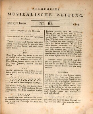 Allgemeine musikalische Zeitung Mittwoch 27. Januar 1808