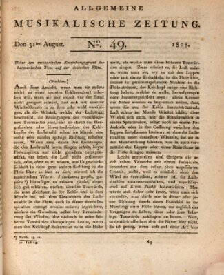 Allgemeine musikalische Zeitung Mittwoch 31. August 1808