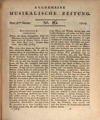 Allgemeine musikalische Zeitung Mittwoch 18. Januar 1809