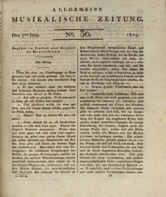 Allgemeine musikalische Zeitung Mittwoch 7. Juni 1809