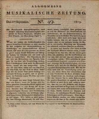 Allgemeine musikalische Zeitung Mittwoch 6. September 1809