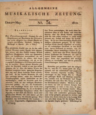 Allgemeine musikalische Zeitung Mittwoch 2. Mai 1810