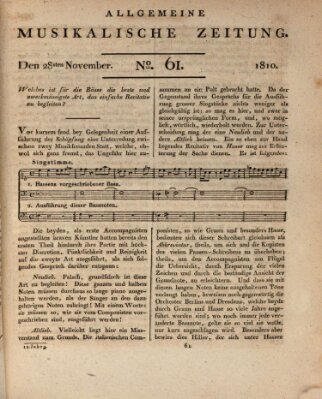 Allgemeine musikalische Zeitung Mittwoch 28. November 1810