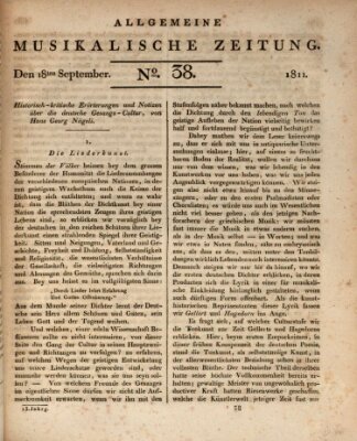 Allgemeine musikalische Zeitung Mittwoch 18. September 1811