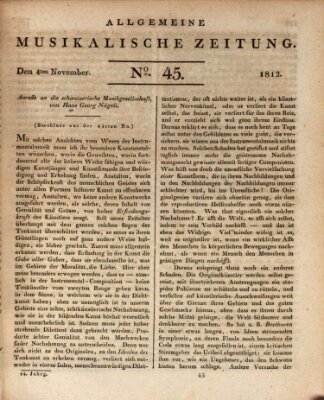Allgemeine musikalische Zeitung Mittwoch 4. November 1812
