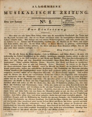 Allgemeine musikalische Zeitung Mittwoch 6. Januar 1813