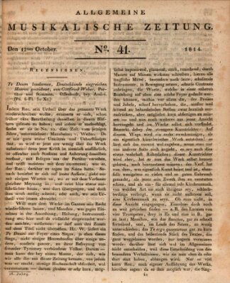 Allgemeine musikalische Zeitung Mittwoch 12. Oktober 1814