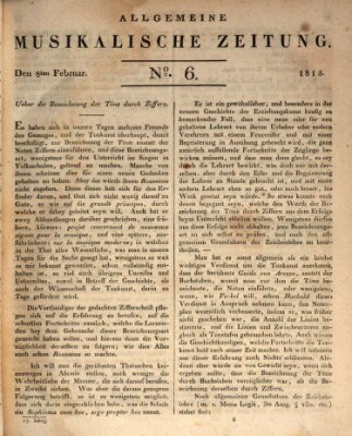 Allgemeine musikalische Zeitung Mittwoch 8. Februar 1815