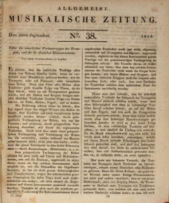 Allgemeine musikalische Zeitung Mittwoch 20. September 1815