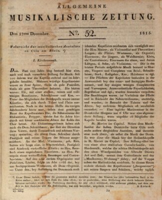 Allgemeine musikalische Zeitung Mittwoch 27. Dezember 1815