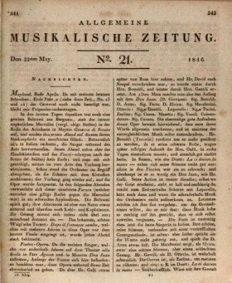 Allgemeine musikalische Zeitung Mittwoch 22. Mai 1816