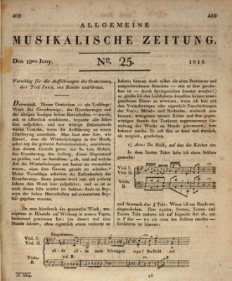 Allgemeine musikalische Zeitung Mittwoch 19. Juni 1816