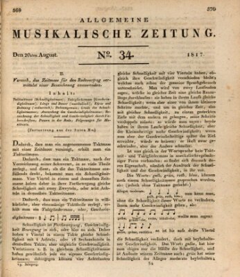 Allgemeine musikalische Zeitung Mittwoch 20. August 1817