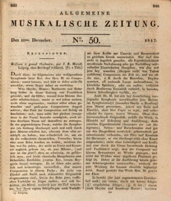 Allgemeine musikalische Zeitung Mittwoch 10. Dezember 1817