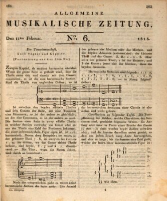 Allgemeine musikalische Zeitung Mittwoch 11. Februar 1818