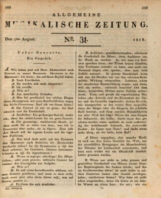 Allgemeine musikalische Zeitung Mittwoch 5. August 1818