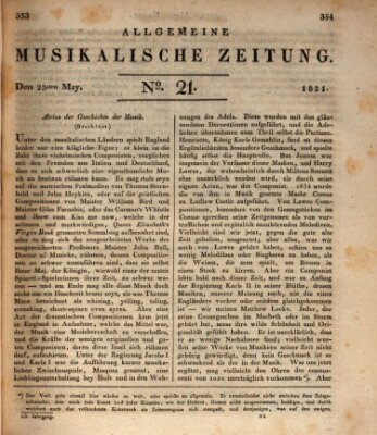 Allgemeine musikalische Zeitung Mittwoch 23. Mai 1821