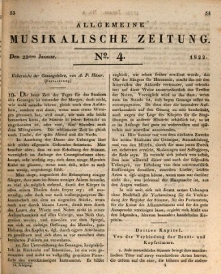 Allgemeine musikalische Zeitung Mittwoch 23. Januar 1822