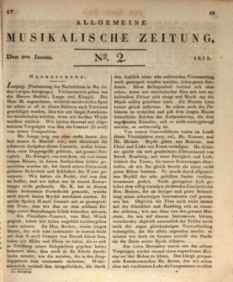 Allgemeine musikalische Zeitung Mittwoch 8. Januar 1823