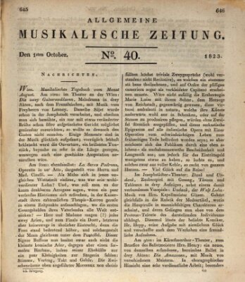 Allgemeine musikalische Zeitung Mittwoch 1. Oktober 1823
