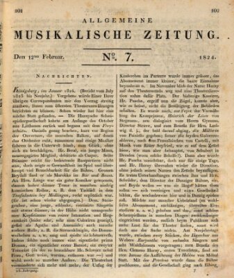 Allgemeine musikalische Zeitung Donnerstag 12. Februar 1824