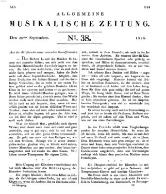 Allgemeine musikalische Zeitung Mittwoch 20. September 1826