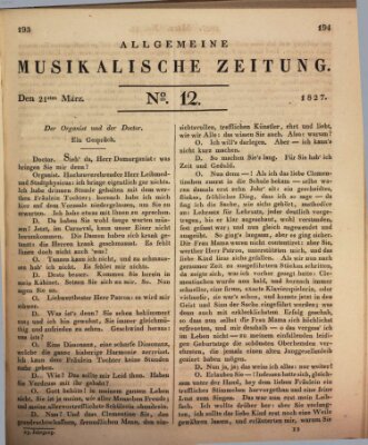Allgemeine musikalische Zeitung Mittwoch 21. März 1827