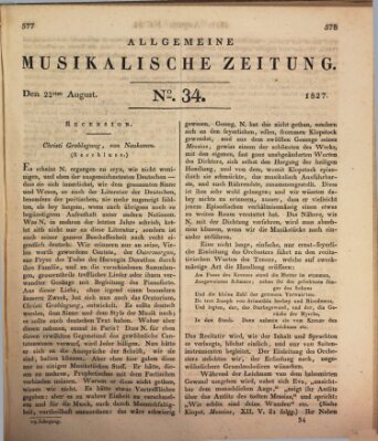 Allgemeine musikalische Zeitung Mittwoch 22. August 1827