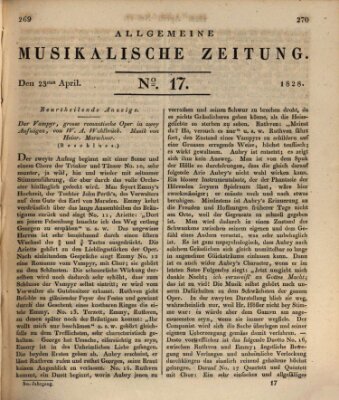Allgemeine musikalische Zeitung Mittwoch 23. April 1828
