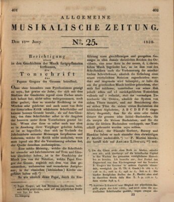 Allgemeine musikalische Zeitung Mittwoch 18. Juni 1828
